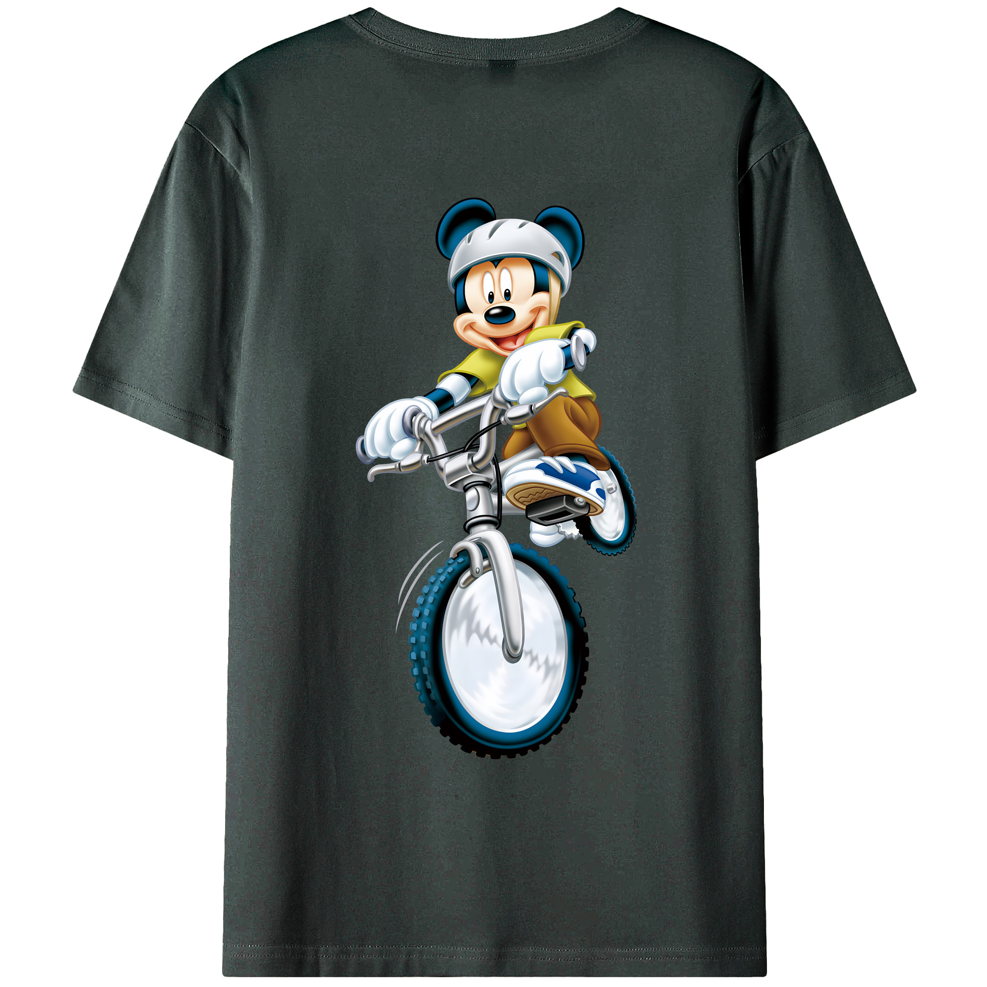 （画像用） ミッキーマウス Mickey Mouse 綿100％ メンズ半袖Tシャツ（バックプリント） 通気性